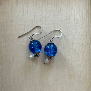 Blue and pearl earrings